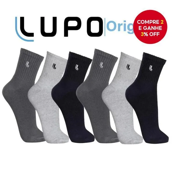 Meias Premium Unissex Lupo 6-Pack