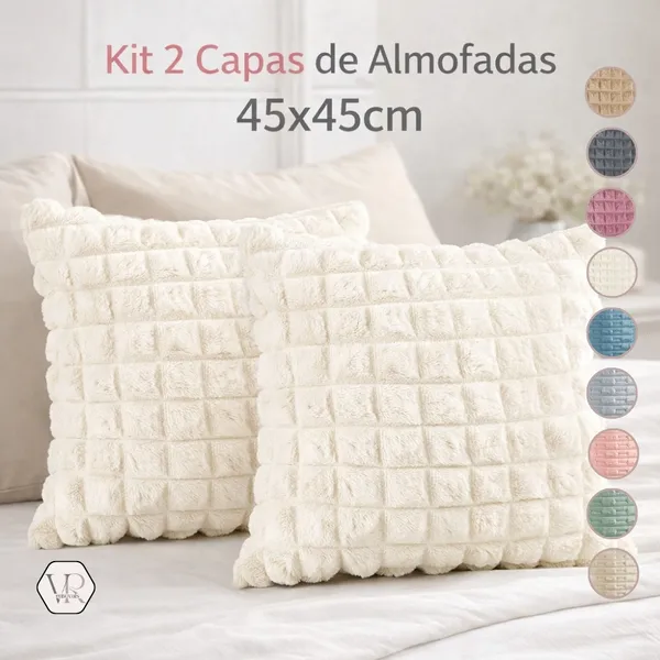 Kit 2 Capas de almofadas Plush 45x45cm super macias luxo