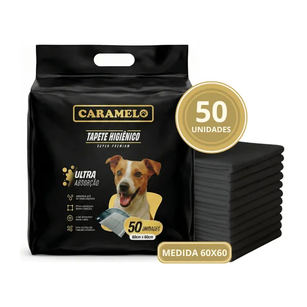 Tapete Higiênico Para Cães de Grande e Médio Porte - Super Premium Com Carvão Ativado - Anti Odor - Caramelo