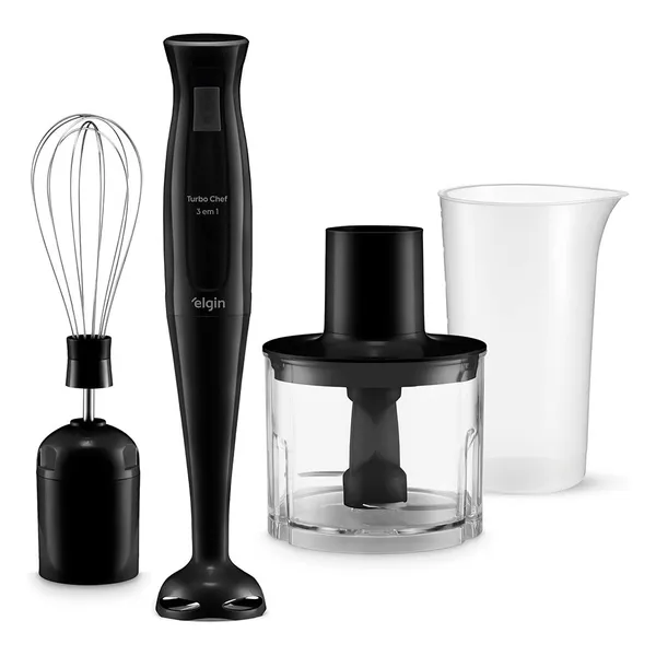 Mixer Elétrico Triturador Desmontável Liquidificador Chef MIX-20 3 em 1 200W Preto Elgin 127V