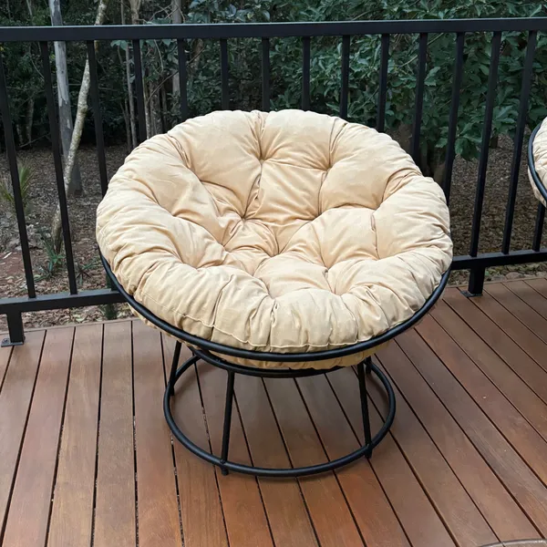 Poltrona Luar Com Almofada Tecido Drytex Pintura Eletrostática Preto