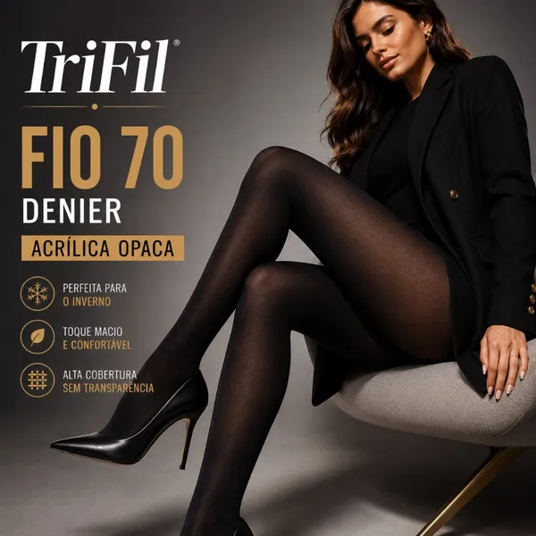 Meia Calça Trifil Fio 70 Acrílica Opaca Preta Inverno