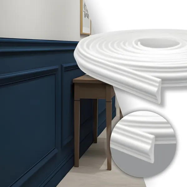 Boiserie Eva Autocolante Flexível Moldura Branco 5m 2,8cm Roda Meio Parede Decorativo À Prova D’Água