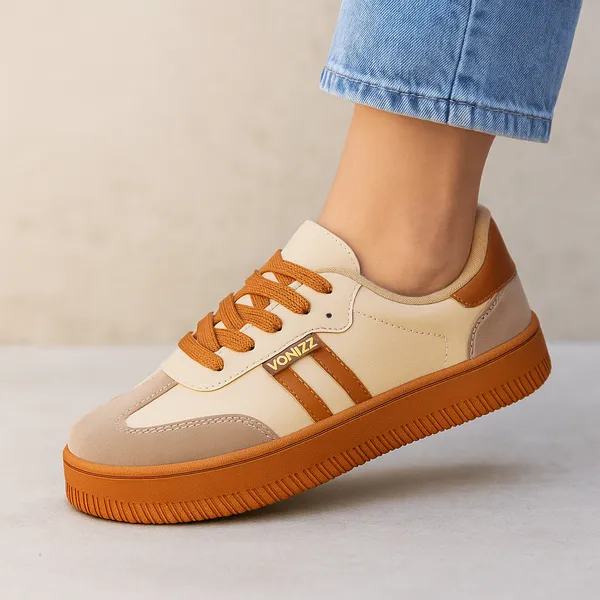 Tênis Feminino  Couro Vonizz Acabamento Premium Retrô para o Estilo do Dia a Dia 01