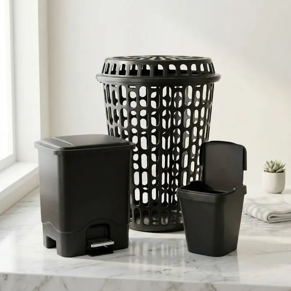 Conjunto Conforto com 3 peças: Cesto 60 + Lixeira 13l + Lixeira 05l