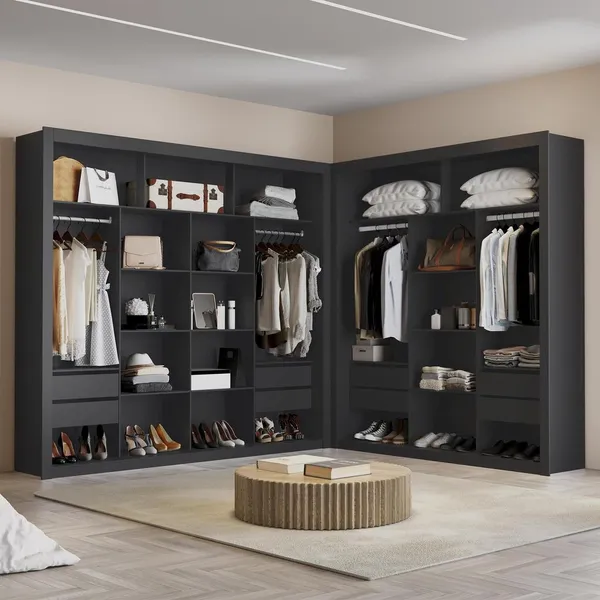 Closet Modulado 8 Gavetas MDF Preto Tx Amoudi Móveis