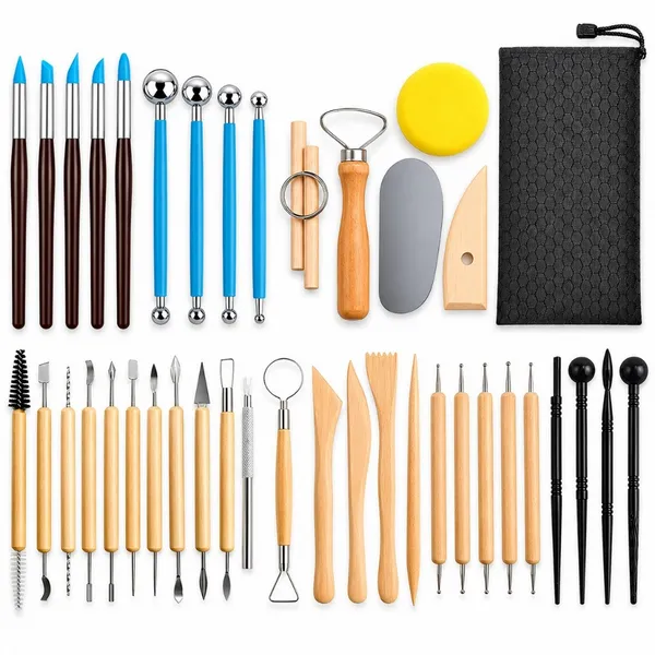 Kit 40 Peças Ferramentas Escultura para Cerâmica Fria