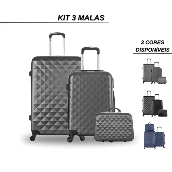 Kit 2 Malas de viagem 10kg 55x35x25 + frasqueira