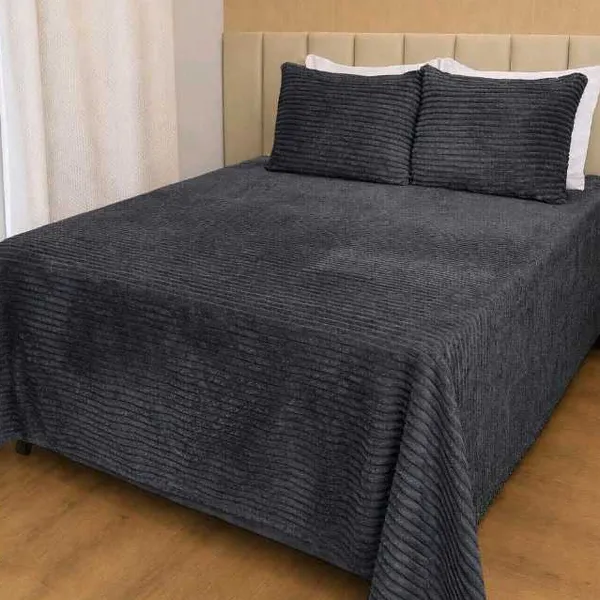 Kit Cobre Leito Colcha Queen 3 Peças Dupla Face+2 Fronhas – Flannel Premium Aveludado