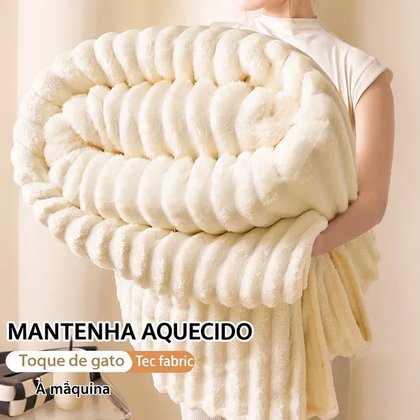 Manta Cobertor Casal Microfibra Antialérgica Quentinha Macia Grosso Confortável 1,80x2,00m COR CREME