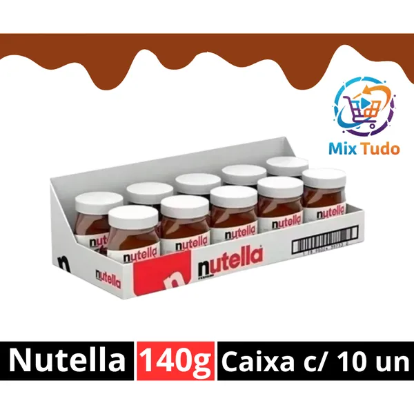 Kit 10 un Caixa Nutella Creme de Avela Ferrero 140g Pascoa Atacado