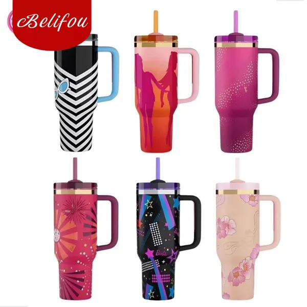 Garrafa Térmica Belifou 1200ml Rosa | Copo Personalizado de Inox com Tampa e Canudo