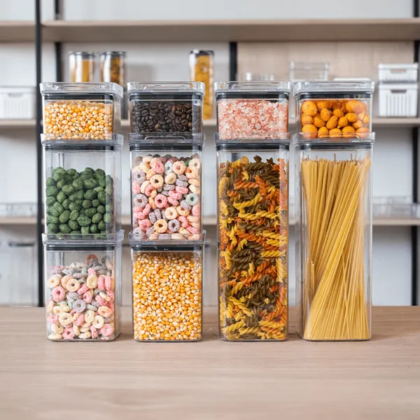 10 Potes Herméticos Acrílico Cristal Porta Mantimentos Empilhável Amobox