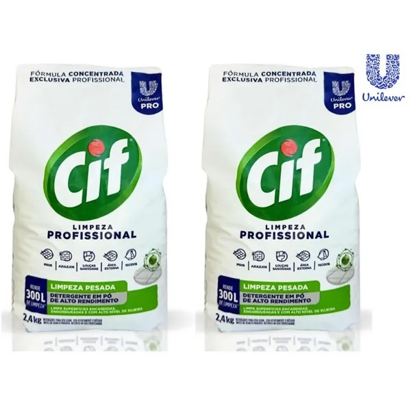 02 CIF PÓ LIMPEZA PESADA 2,4 KG, SABÃO EM PÓ CIF