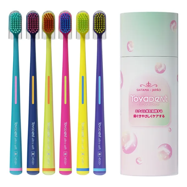TOYADENT Escova de Dente Ultra Macia,Kit 6un+4500 Cerdas Micro-nanométricas,Viagem/Uso doméstico