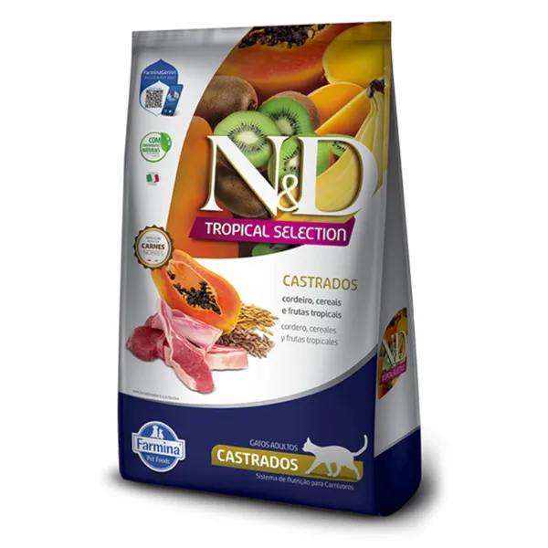 Ração N&D Tropical Selection Gatos Adultos Castrados 7kg Cordeiro