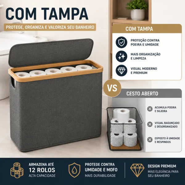 Cesto De Papel Higiênico Para Banheiro Com Tampa Cesta De Armazenamento Multiuso