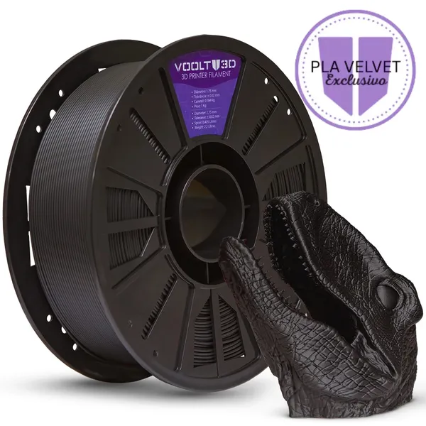 Filamento PLA Velvet Premium Preto Voolt3D