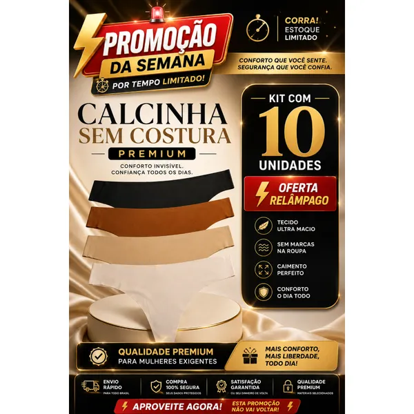 Kit 10 Calcinhas Fio Dental Sem Costura não Marca Confortável Premium