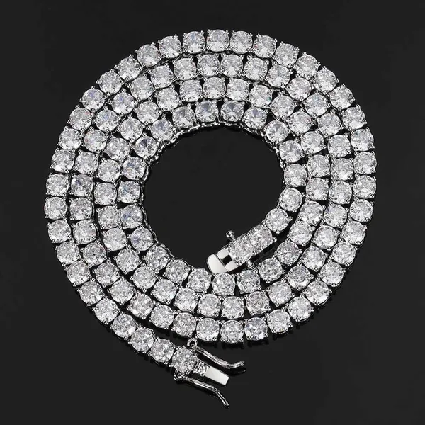 OMBRAS Colar Riviera Zircônia Cúbica Banhado Ouro Branco 18K, 40-60cm. Luxo com Proteção Antioxidante