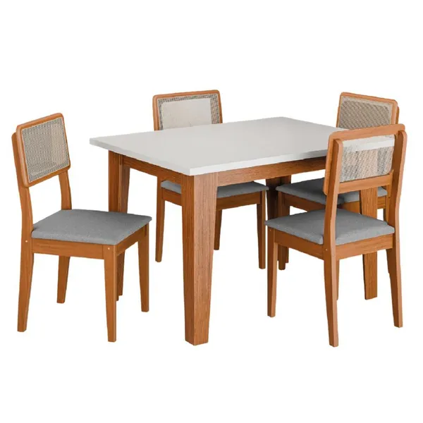 Conjunto ​Sala de Jantar Mesa Miami 1,20m 4 Cadeiras Santiago Dobuê