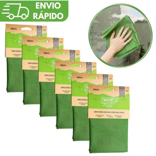 Limpa ​Vidro Pano Mágicos Ákora Original – Microfibra Premium (Poliéster e Poliamida) 6 Unidades