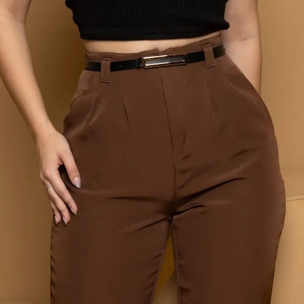 Calça Feminina Alfaiataria Zara Cintura Alta com zíper na lateral