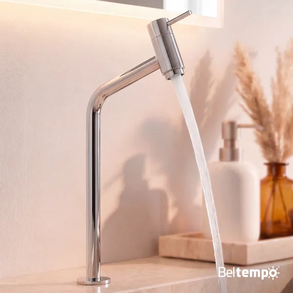 Torneira Banheiro Lavabo Bica Alta Bancada Inox Link 45° Beltempo
