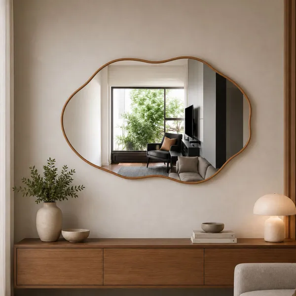 Espelho We Mirror Orgânico 70x50 Decorativo de Parede C/ Suporte Envio Imediato