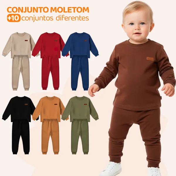 Kit 4 Peças Moletom Bebê Menino - Blusa e Calça Manga Longa