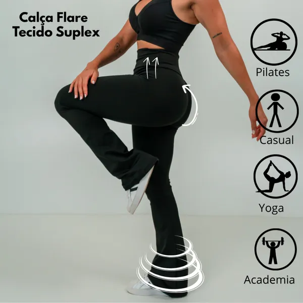 Calça Legging Bailarina Flare Modela bumbum Cintura Alta P ao GG Promoção São João Festa Junina