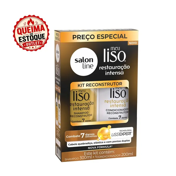 Kit Shampoo 300ml + Condicionador 200ml  Meu Liso Restauração Intensa