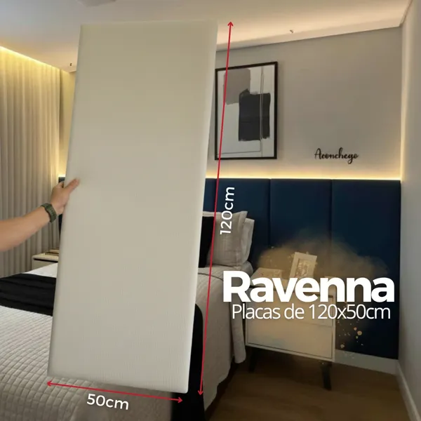 Cabeceira de Cama Modulada Adesiva Ravenna de 120x50cm Facto e Linho Premium Estofada confortável