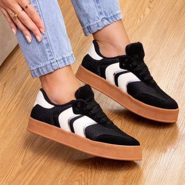 Tênis Feminino Casual Blogueira Urbano com Solado Alto Confortavel Na Moda Tendência Fashion 2026