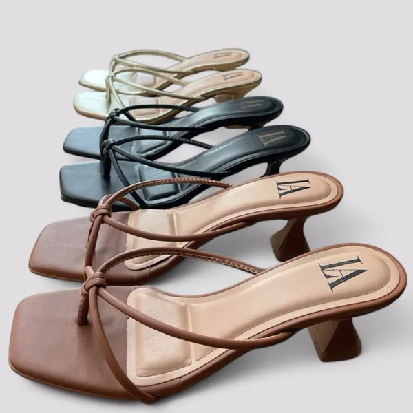 Sandalia Feminina Salto  Medio  6cm Confortavel Casual