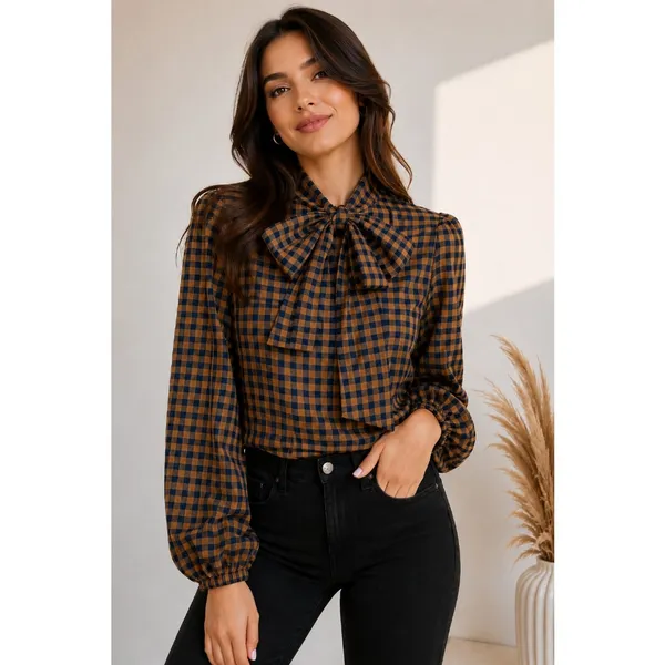 BLUSA CAMISA FEMININA XADREZ MANGA LONGA, POÁ, LISTRADA