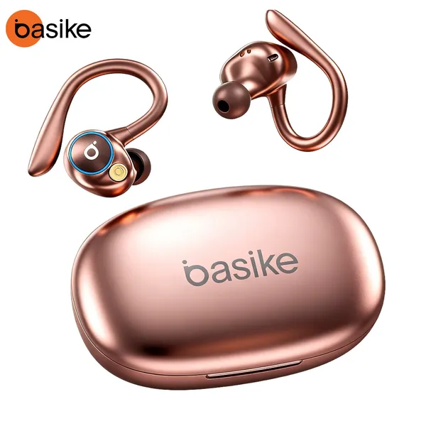 BASIKE Fones De Ouvido  Sem Fio Bluetooth Fone Com Microfones Alta Fidelidade Som Estéreo Toque Inteligente Esportes