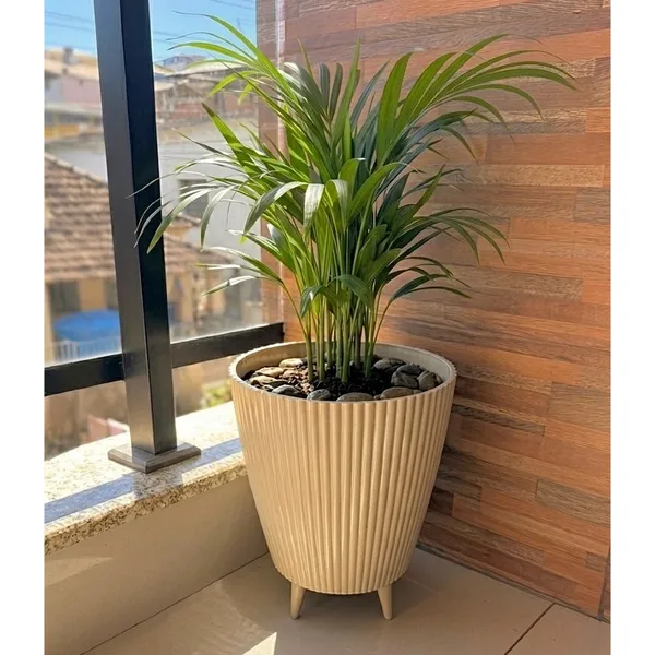 Vaso para Planta Canelado 34x26 Coluna Decorativo Jardim Sala Moderno Resistente