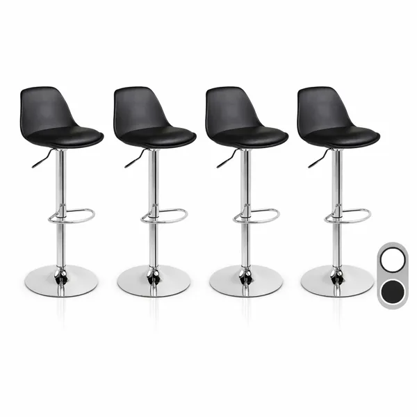 Kit 4 Banquetas Eiffel Giratória Estofada Com Encosto Sala de jantar Suporta 120kg Com Regulargem