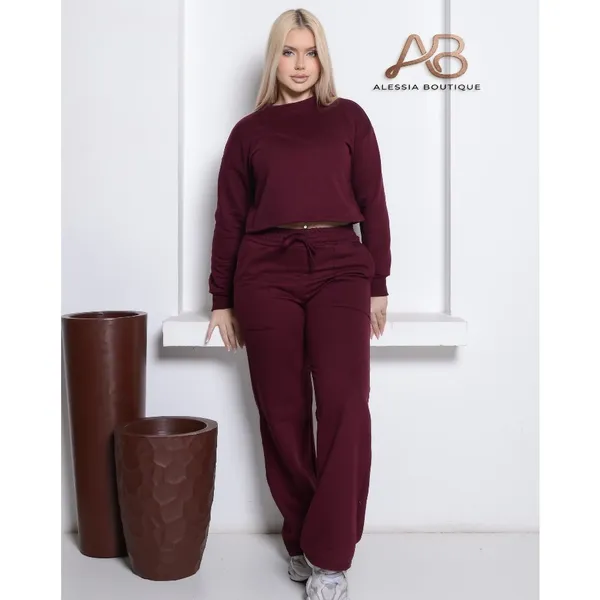 CONJUNTO FEMININO MOLETOM felpado calça pantalona e blusa manga longa