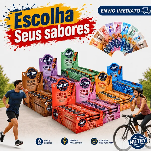 Barra De Cereais Nutry Caixa C/ 24 Unidades - Escolha Sabores