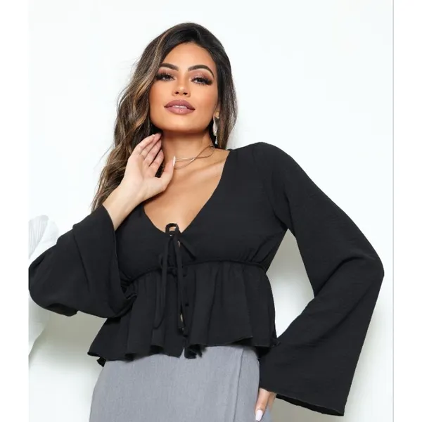 blusa de frio feminina manga longa cropped bata estilosa verão inverno