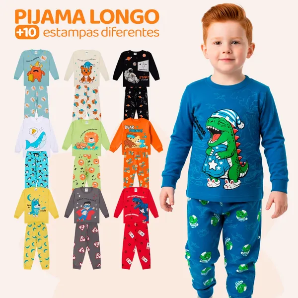 Kit Sortido 10 Peças Pijamas Infantil Menino Manga Comprida (3 anos)