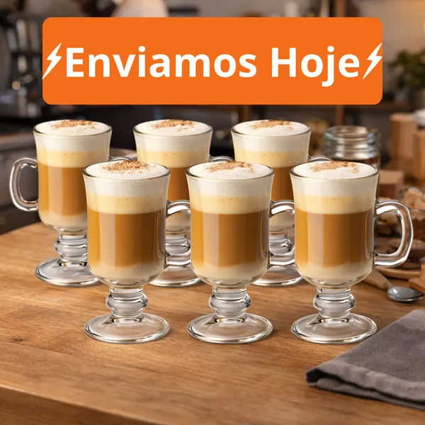 Canecas Vidro Capuccino Versátil Premium Com Alça 230ml