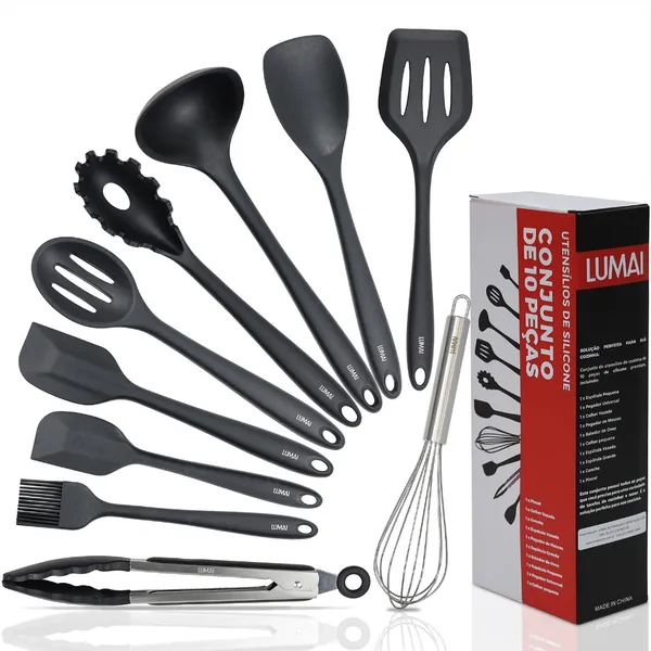 LUMAI Conjunto de Utensílios de Cozinha de Silicone 10 Peças