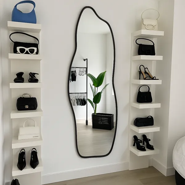 Espelho Orgânico Corpo Inteiro Grande 110x50cm Modelo Fogo Decorativo Para Sala Quarto