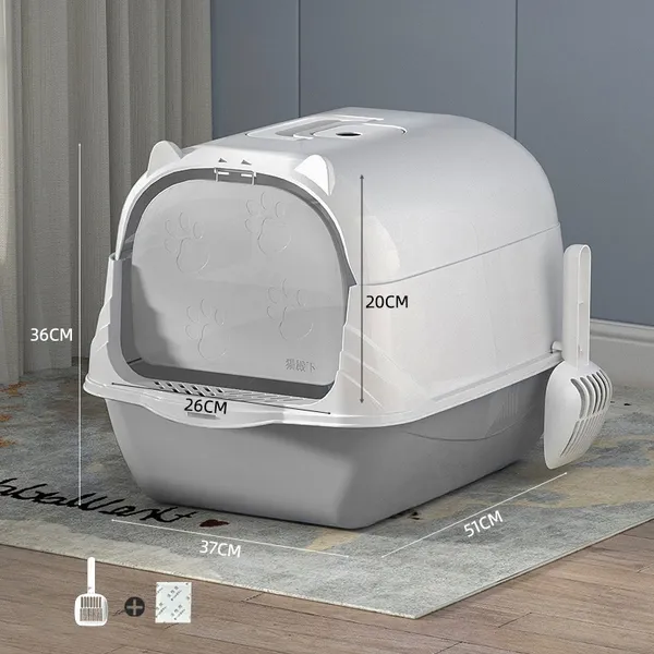 MIW Kit Caixa de Areia Banheira Furba para Gatos Encantadora Alta Gigante com Comedouro e Pá higiênica
