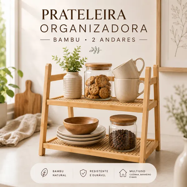 Prateleira Organizadora Bambu