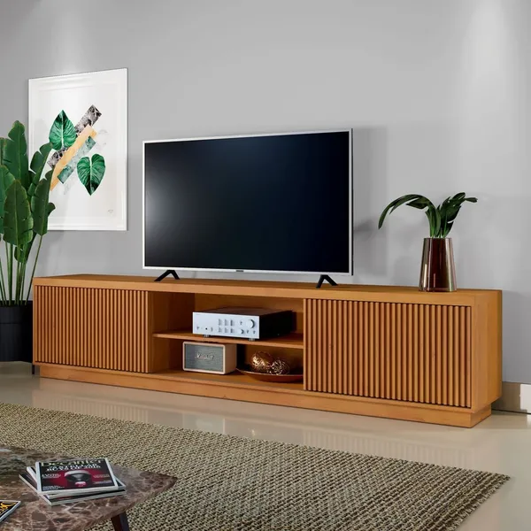 Rack Ripado para TV até 75 Polegadas 100% MDF 180cm 2 Portas Logan 180