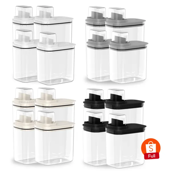 Kit 4 Peças Dispenser Flow 1,5 E 2,3 Litros Sabão Líquido Amaciante Produtos Limpeza Lavanderia